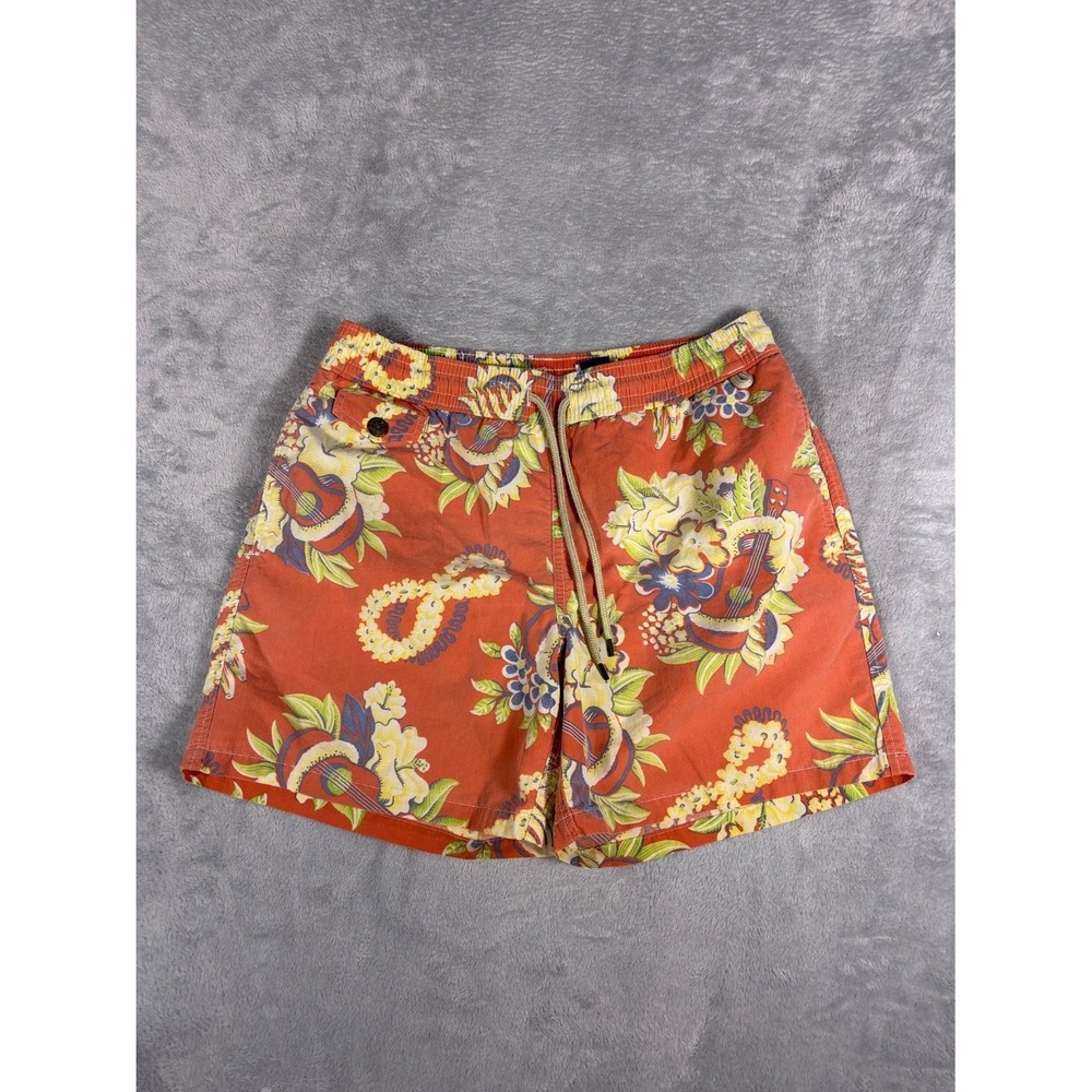 Polo Ralph Lauren Swim Trunks Orange Mesh Lining Mens Drawstring Sz Medium